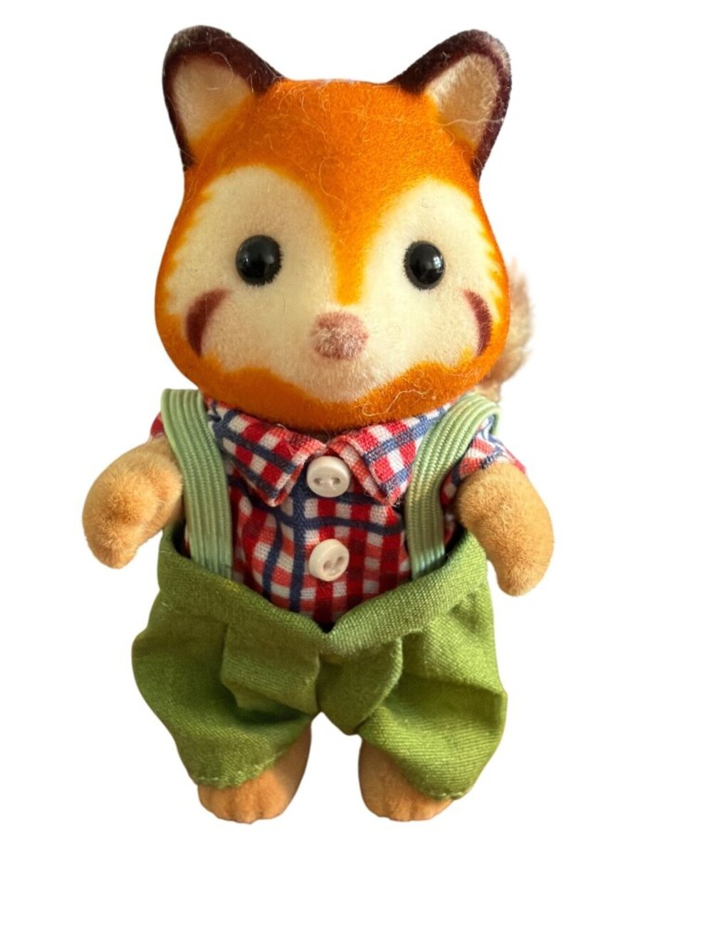 Calico Critters Red Panda Flocked Animal Figurine Dad Sylvanian Overalls 3.5"